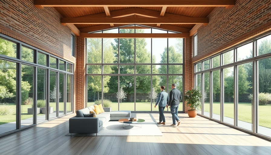 Spacious modern living room with garden view through large windows in a home renovation.