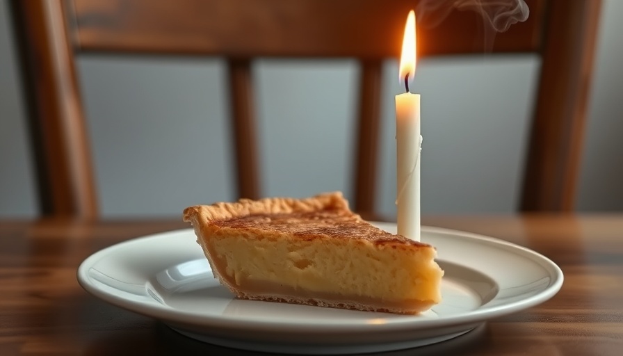 Celebration candles extinguished atop a pie slice.