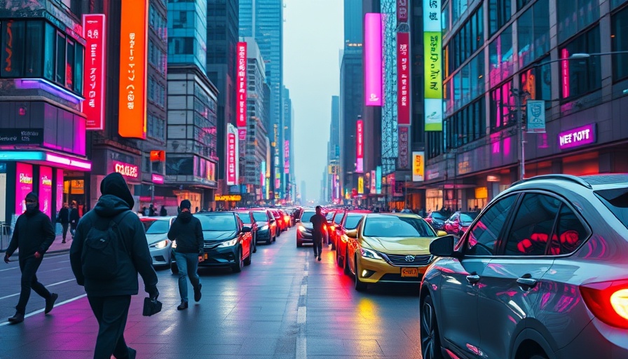 Luminar lidar street scene in vibrant colors, featuring figures and cars.