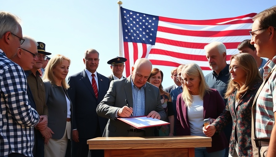 Official signing ceremony against sunny backdrop, related to anti-revenge porn law.