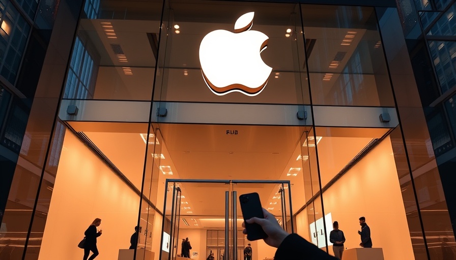 Apple store with glowing logo, showcasing iOS 19 new features.