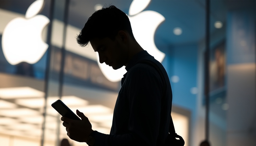 Tech enthusiast outside Apple Store discussing iOS 19 rumored changes.