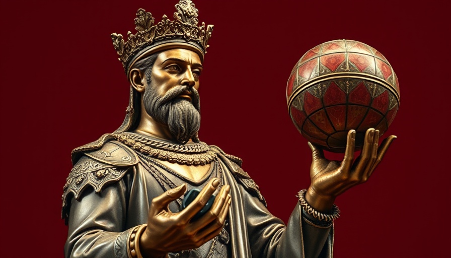 Intricate statue with 'It's Time to Build' text on dark red background.