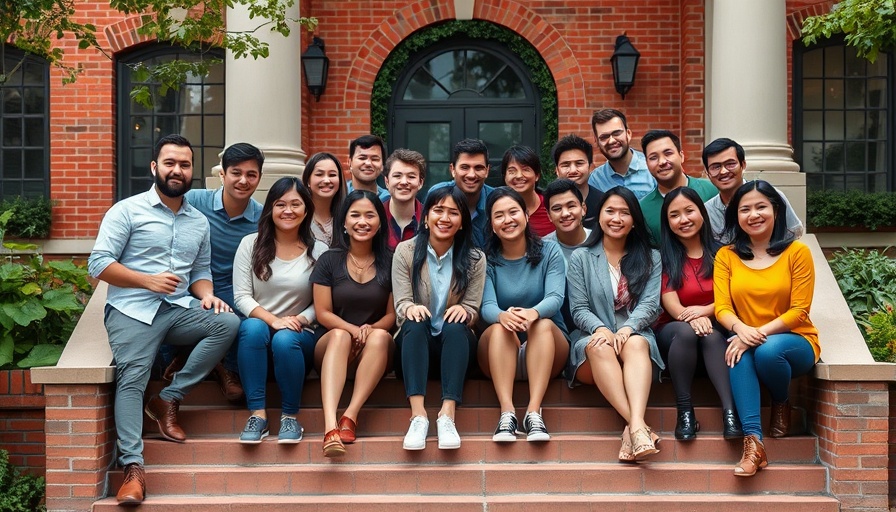 Team of diverse professionals outside brick building, symbolizing Voice AI Technology for Enterprises.