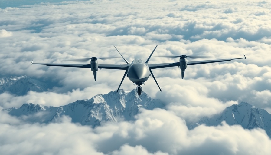 Military UAV flying over mountains, meeting high demand.
