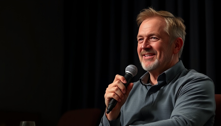 AI Transformation in Consulting: Man speaking into microphone in a dark room.