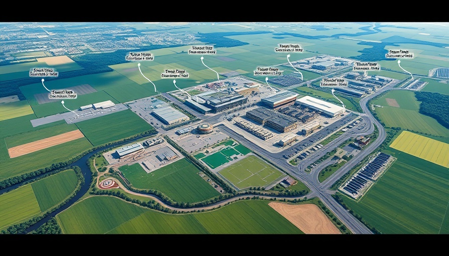 Aerial view of Solano Foundry tech manufacturing park layout, highlighting tech manufacturing trends.