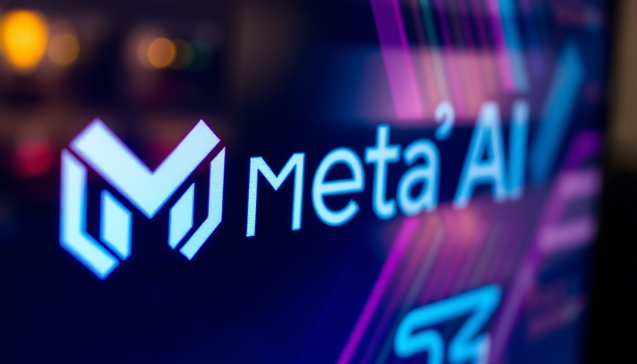 Meta AI logo on screen with colorful light reflections.