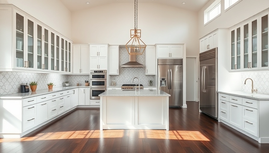 Modern kitchen design zones with white cabinets and stainless steel appliances.
