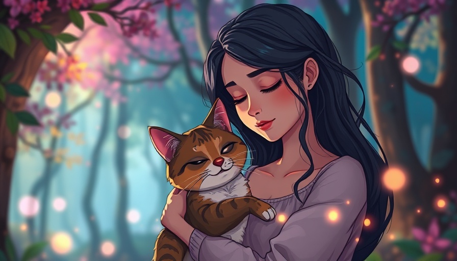 Illustration of disenfranchised grief of pet loss with a woman and cat.