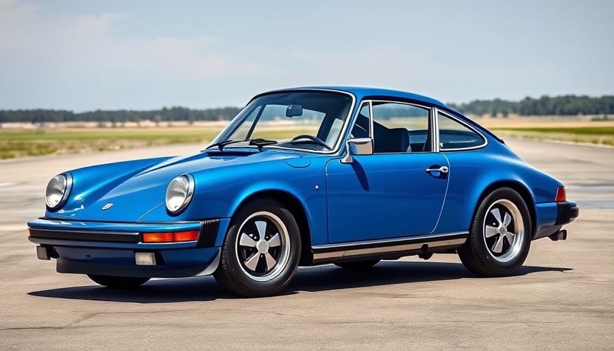 Classic blue Porsche 911 parked for Jerry Seinfeld's Porsche auction.