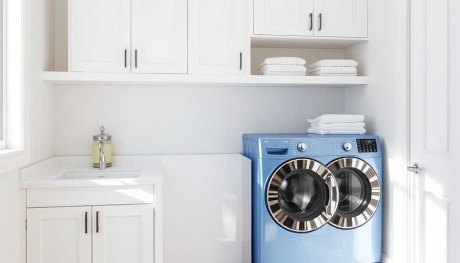 Modern laundry room with sleek appliances, emphasizing clean design.