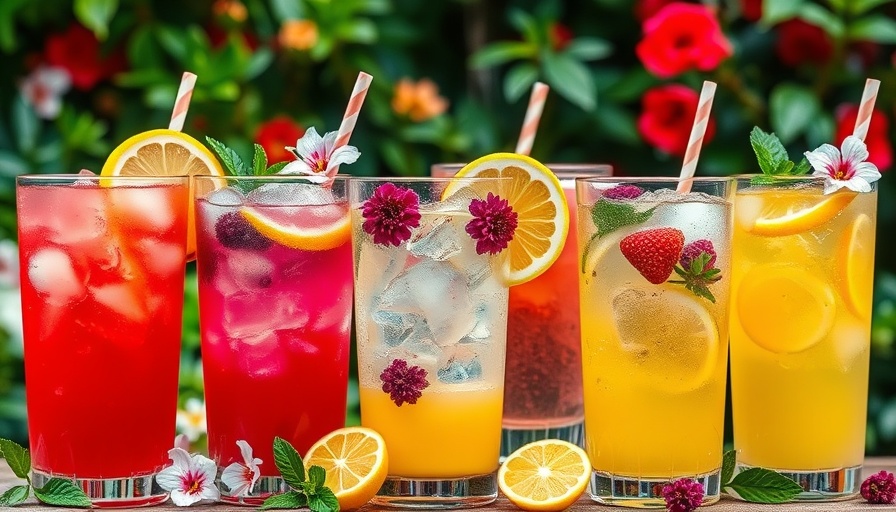 Colorful electrolyte drink recipes with refreshing presentation.