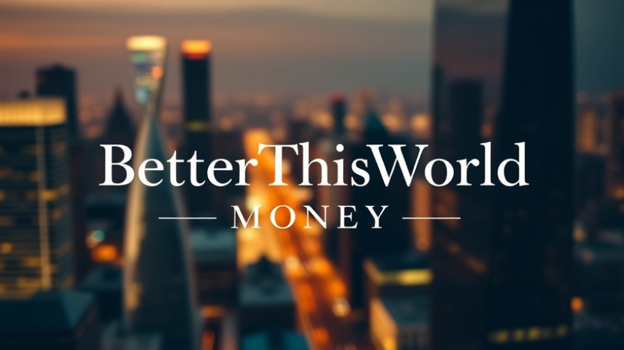 BetterThisWorld Money text on bokeh cityscape background.