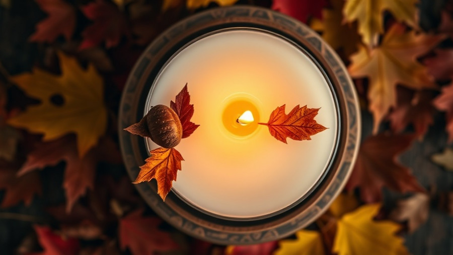 Handmade autumn candle with oak moss essential oil, naturally scented candle recipe.