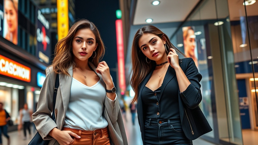 Stylish young women posing confidently in white jumpsuit and blue jacket.