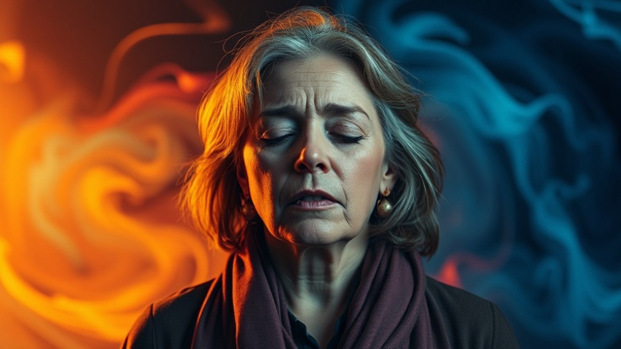 Middle-aged woman navigating love and grief, emotional expression.