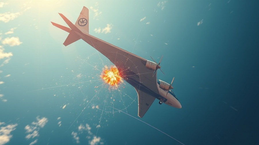 Airplane possibly hit by space debris during flight route.