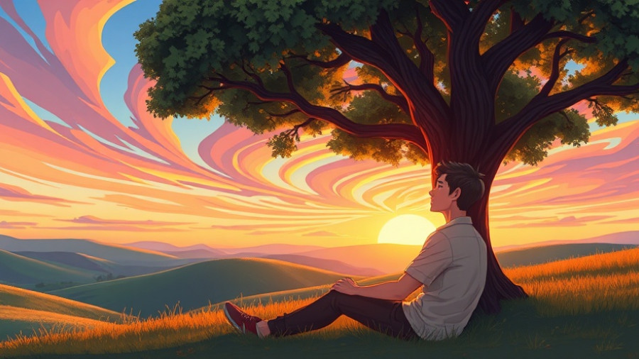 Serene moment under tree at sunset, How Slowing Down Transformed My Life.