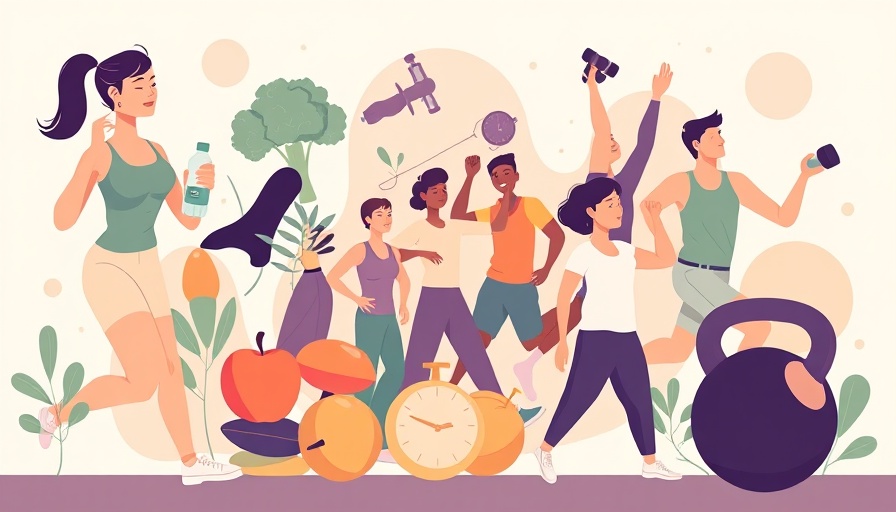 Illustration depicting various healthy habits activities, including exercise and meditation.