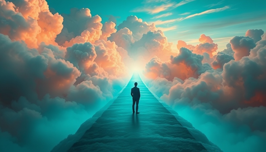 Dreamlike path and figure symbolizing growth in uncertainty.