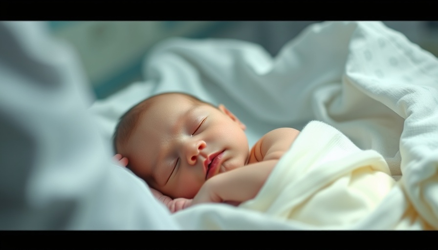Newborn infant in hospital setting, gentle interaction, microplastics pregnancy.