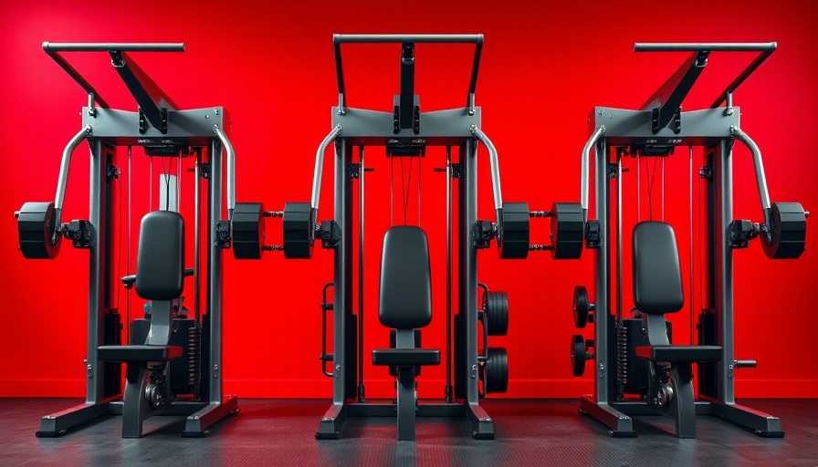 Advanced Smith machines on vibrant red background.