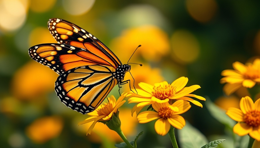 Monarch butterfly perched on yellow flower, highlighting monarch butterfly habitat.