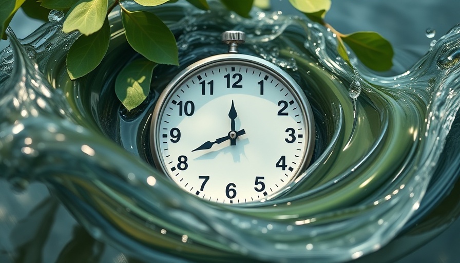 Circadian rhythm concept with clock and natural elements.