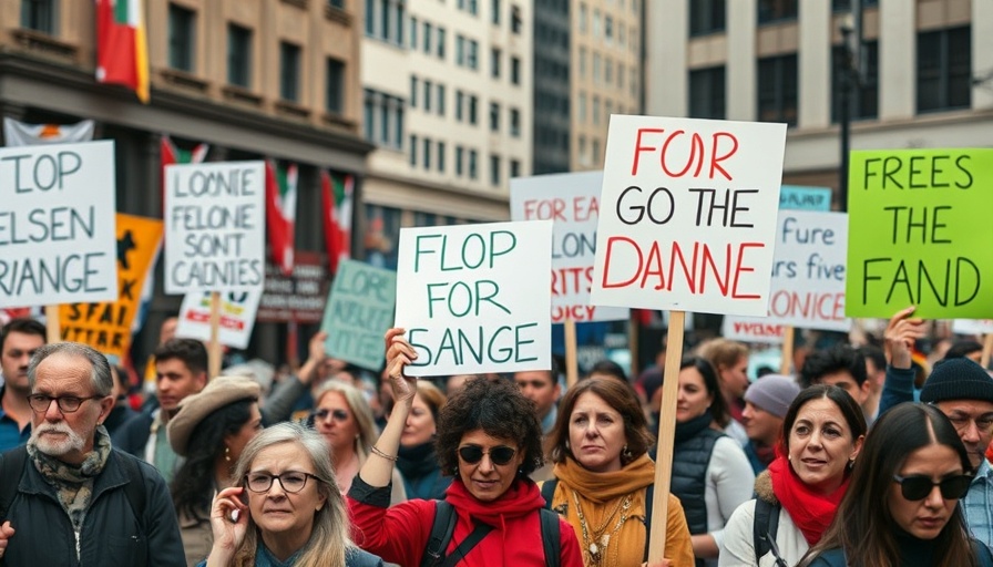 Protesters advocating fossil fuel accountability with signs.