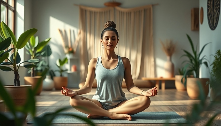 Holistic health meditation in serene yoga studio.