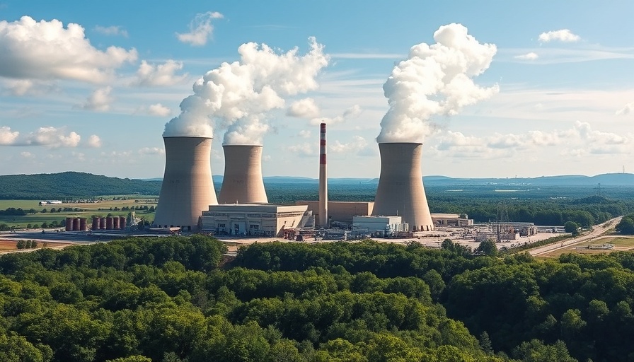 Drax Power Station landscape view with cooling towers.