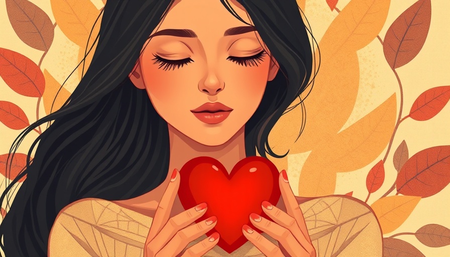 Illustration of woman holding heart symbol, conveying forgiveness.