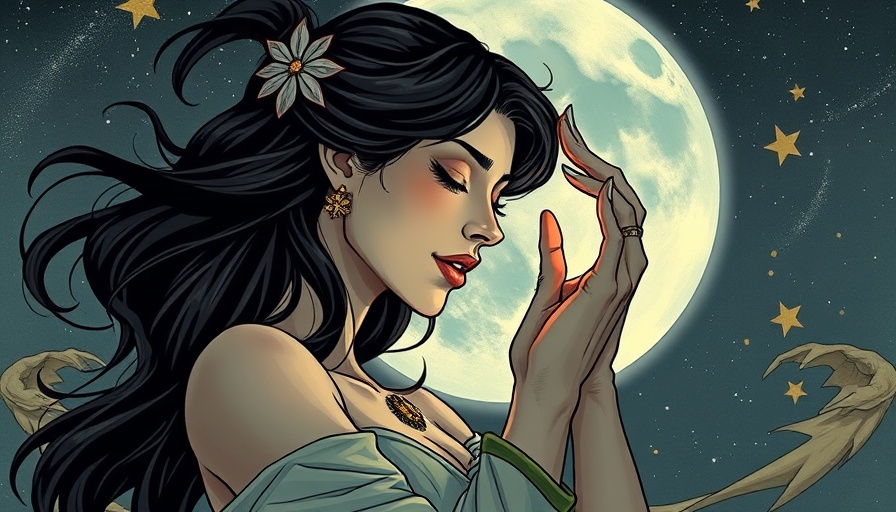 Artistic representation of a woman embracing radical responsibility, with celestial elements.