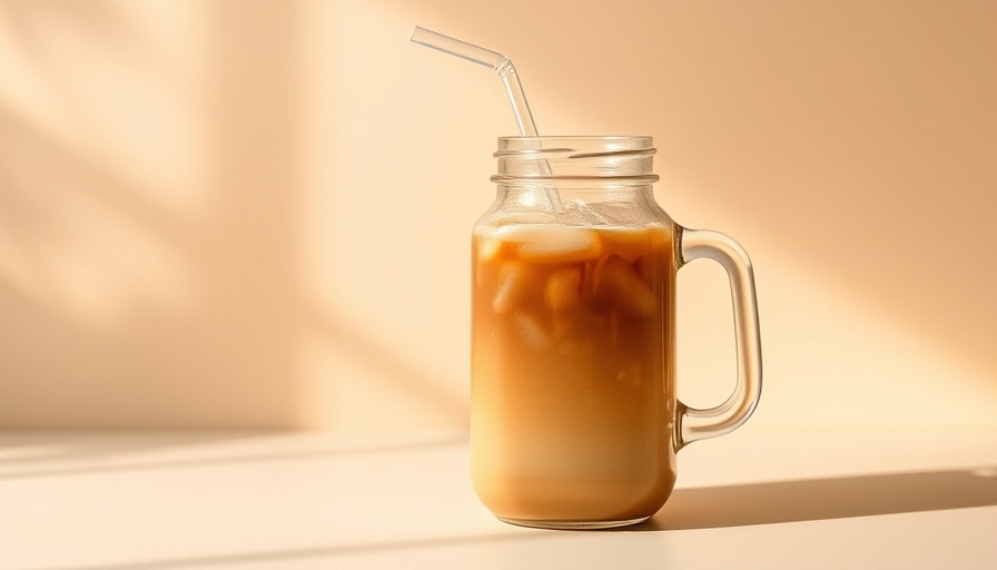 Glass straw safety concern with iced coffee in glass jar.