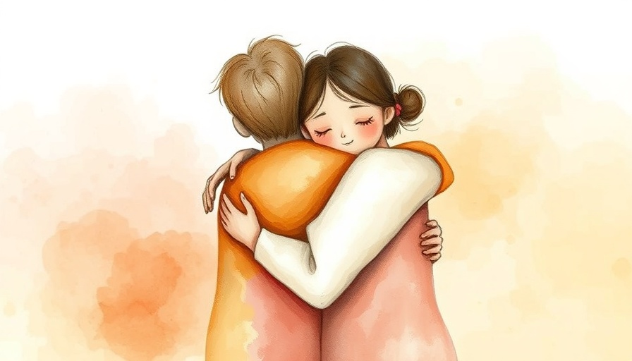 Healing Through Reparenting illustration with embracing figures.
