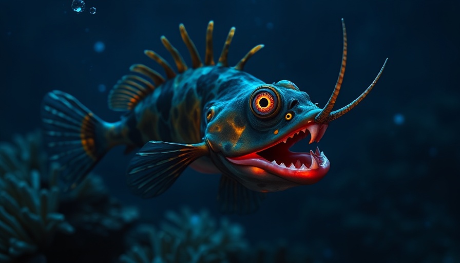 Rare Deep-Sea Anglerfish glowing underwater in ocean.
