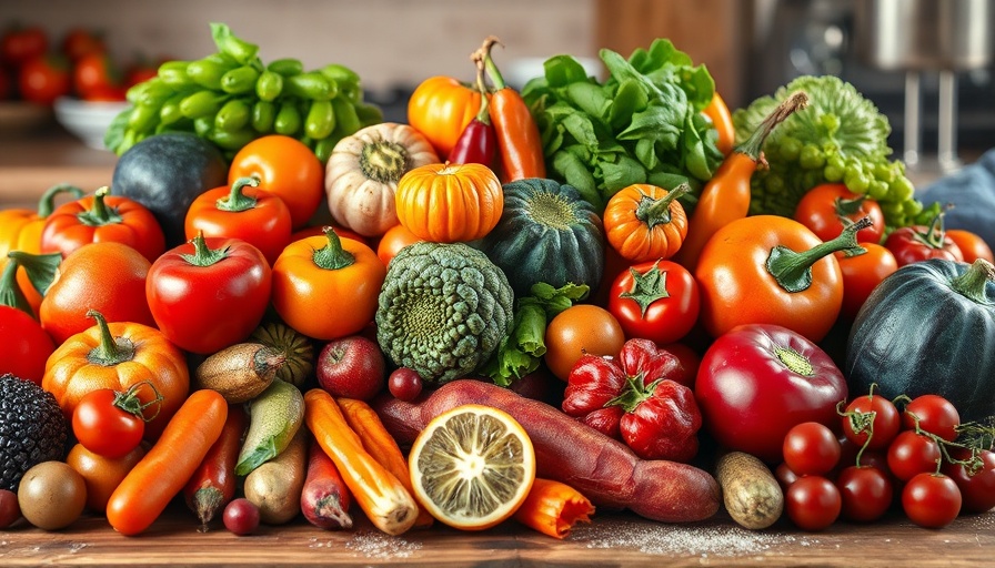 Colorful fresh fruits and vegetables, produce the healthiest foods imaginable.