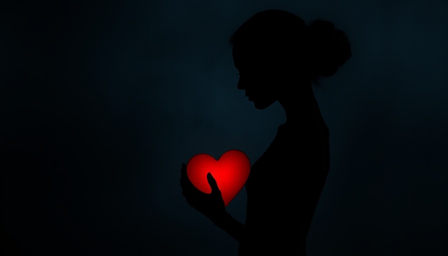 Abstract silhouette holding a heart, believe that you are enough