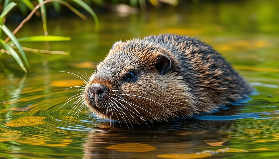 Eurasian beaver in a stream depicting reintroduction in England