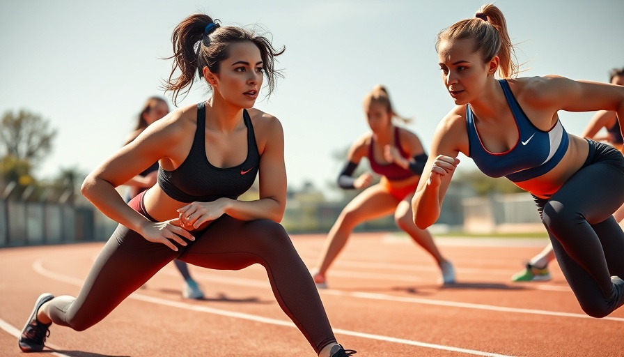 Women stretching on track in colorful outfits. Make Exercise Less Boring.
