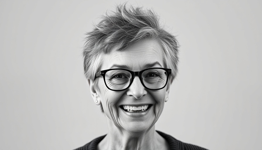 Mindfulness For Highly Stressed People: Elderly woman smiling warmly in monochrome portrait.