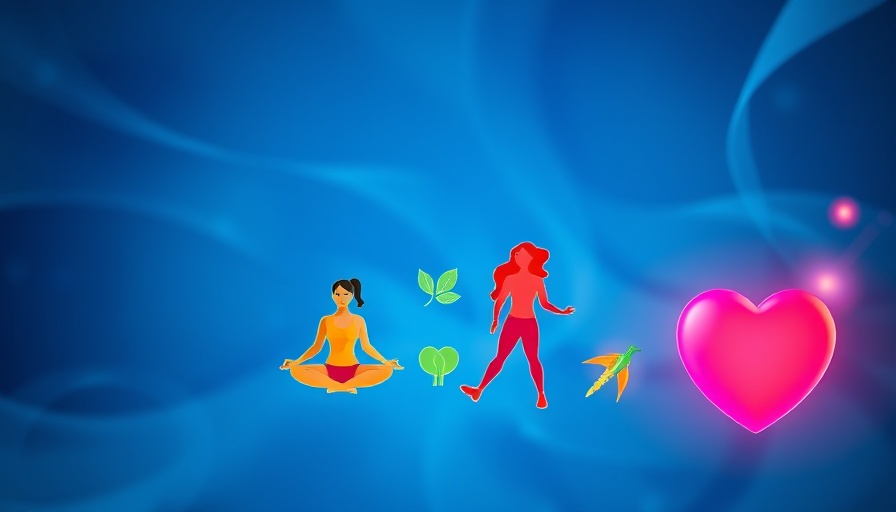 Colorful icons depicting true health and strength training on blue abstract background.