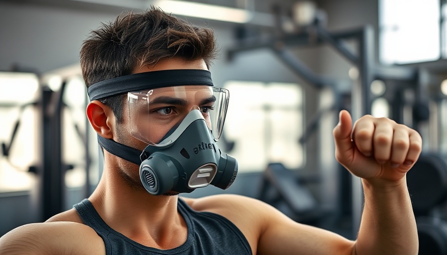 Health enthusiast in intermittent hypoxia training using breathing mask.