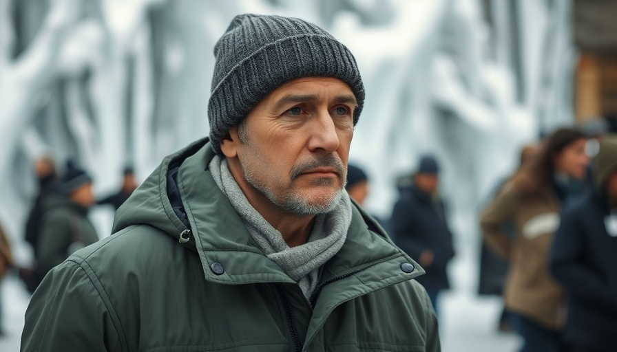 Peruvian farmer in winter wear contemplating climate justice.