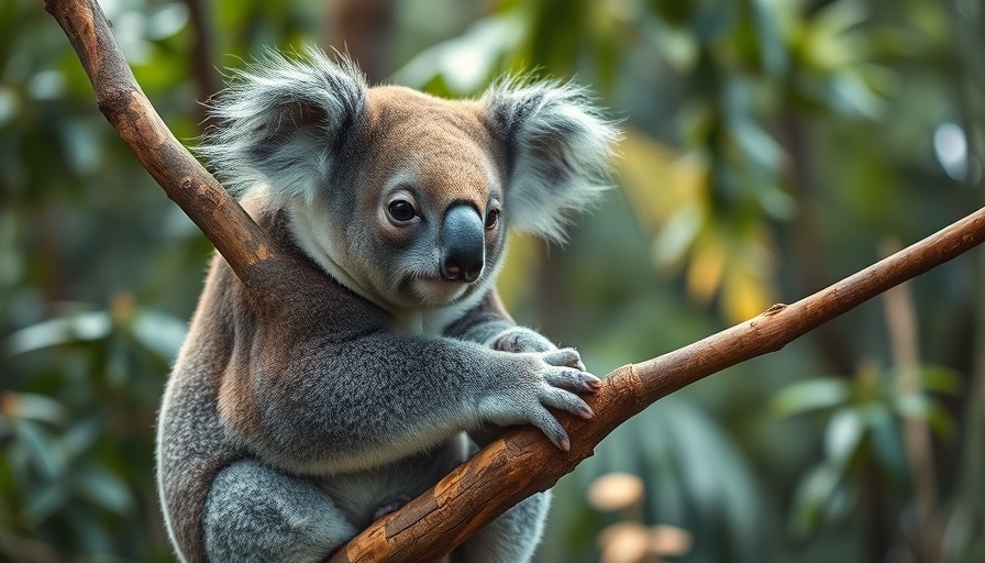 Koala perched on a tree branch addressing the chlamydia crisis in its habitat.