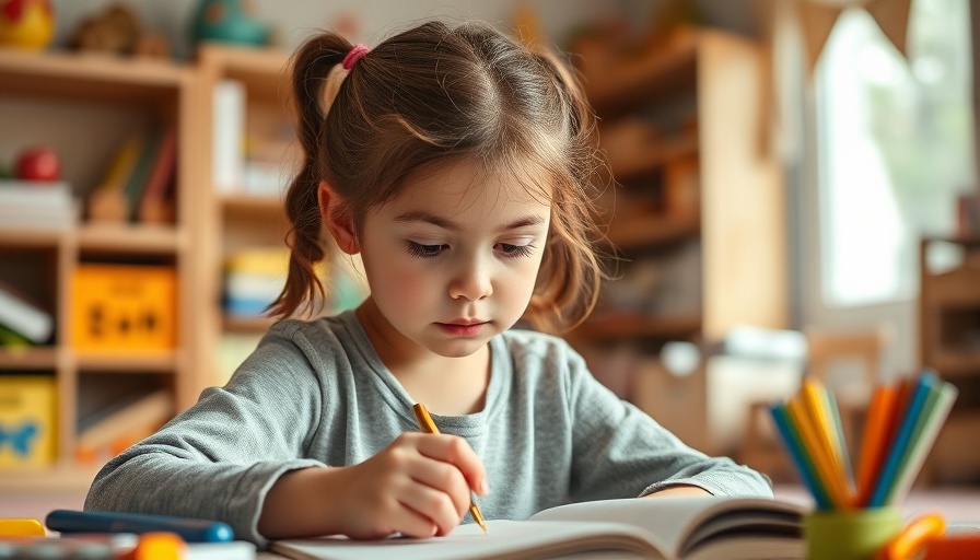 Young girl practicing mindfulness techniques for kids in a colorful playroom.