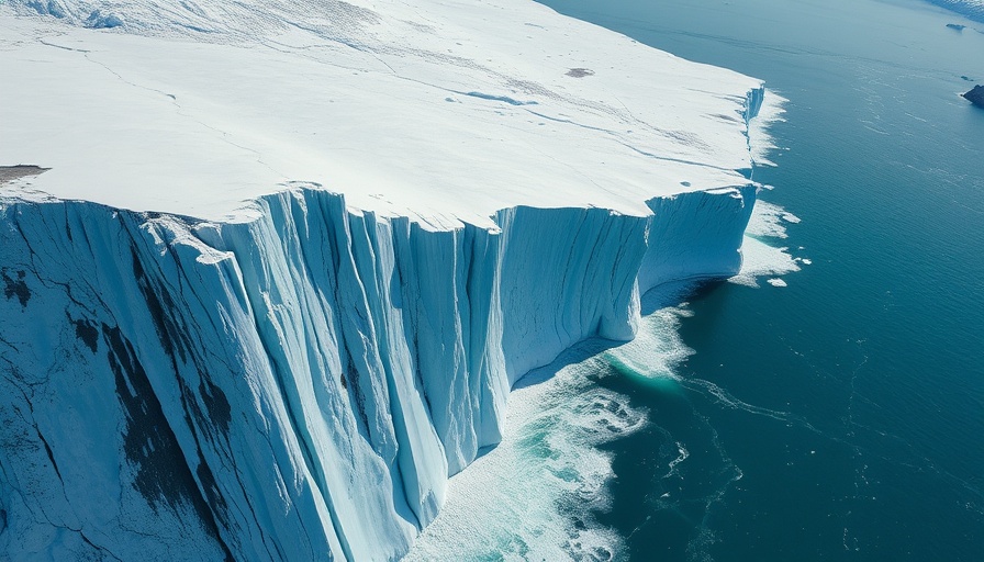 Melting glaciers threaten food and water supply; glacier meltwater cascades.