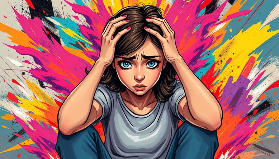 Vivid illustration of a stressed woman overwhelmed by chaos.