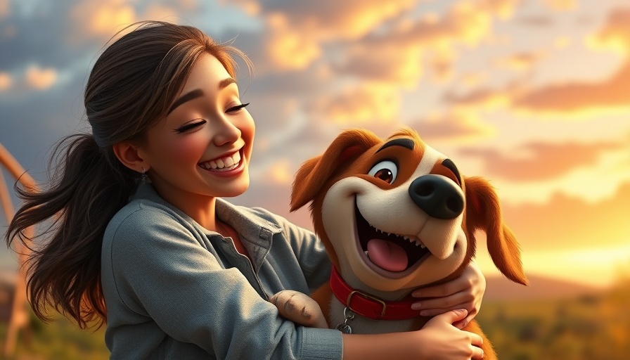 Dogs as emotional support depicted with woman and dog embracing in vivid setting.